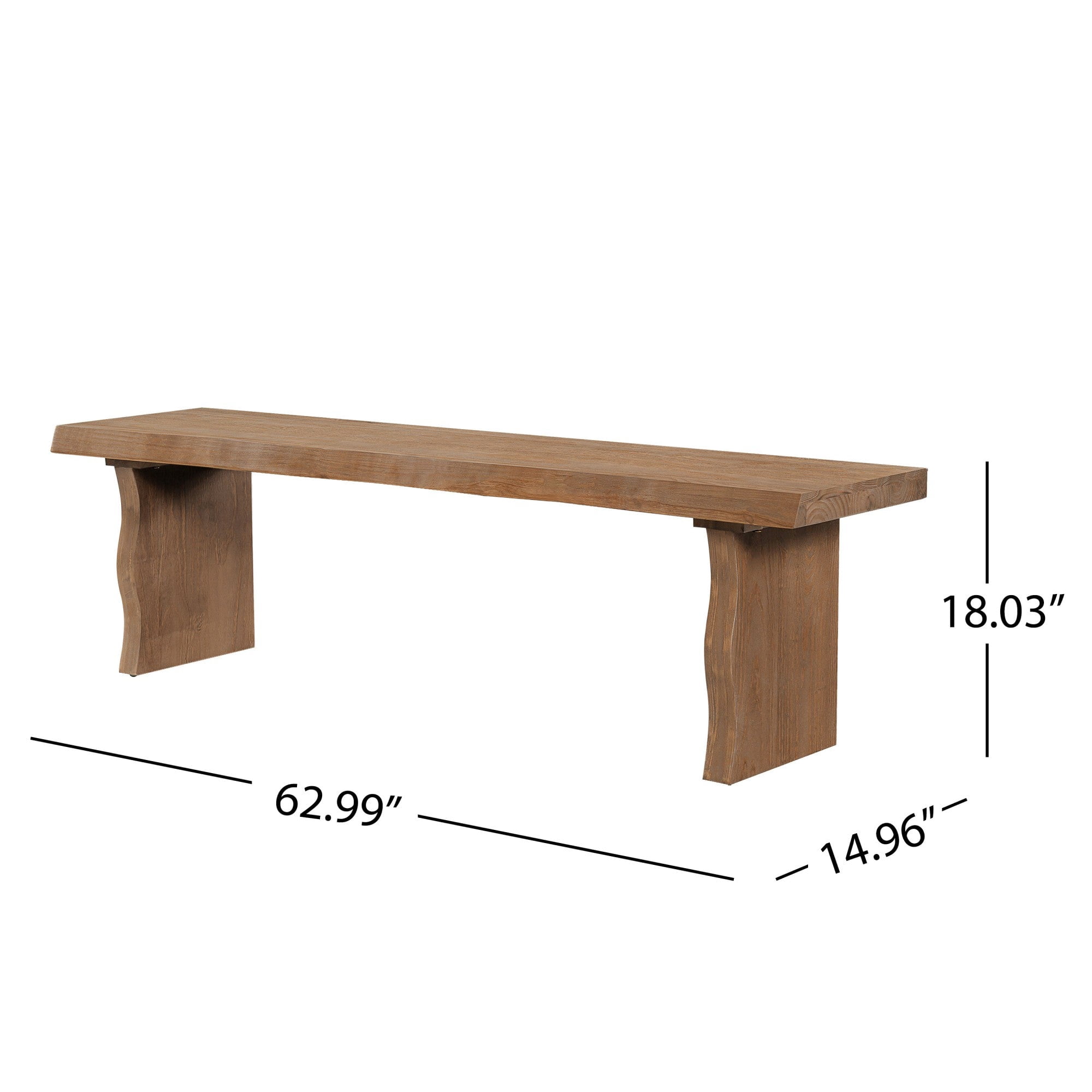 Sailvan 63" Solid Pine Wood Dining Bench Modern Farmhouse Kitchen Seating for 3 People,350lbs Capacity,Natural Wood-C