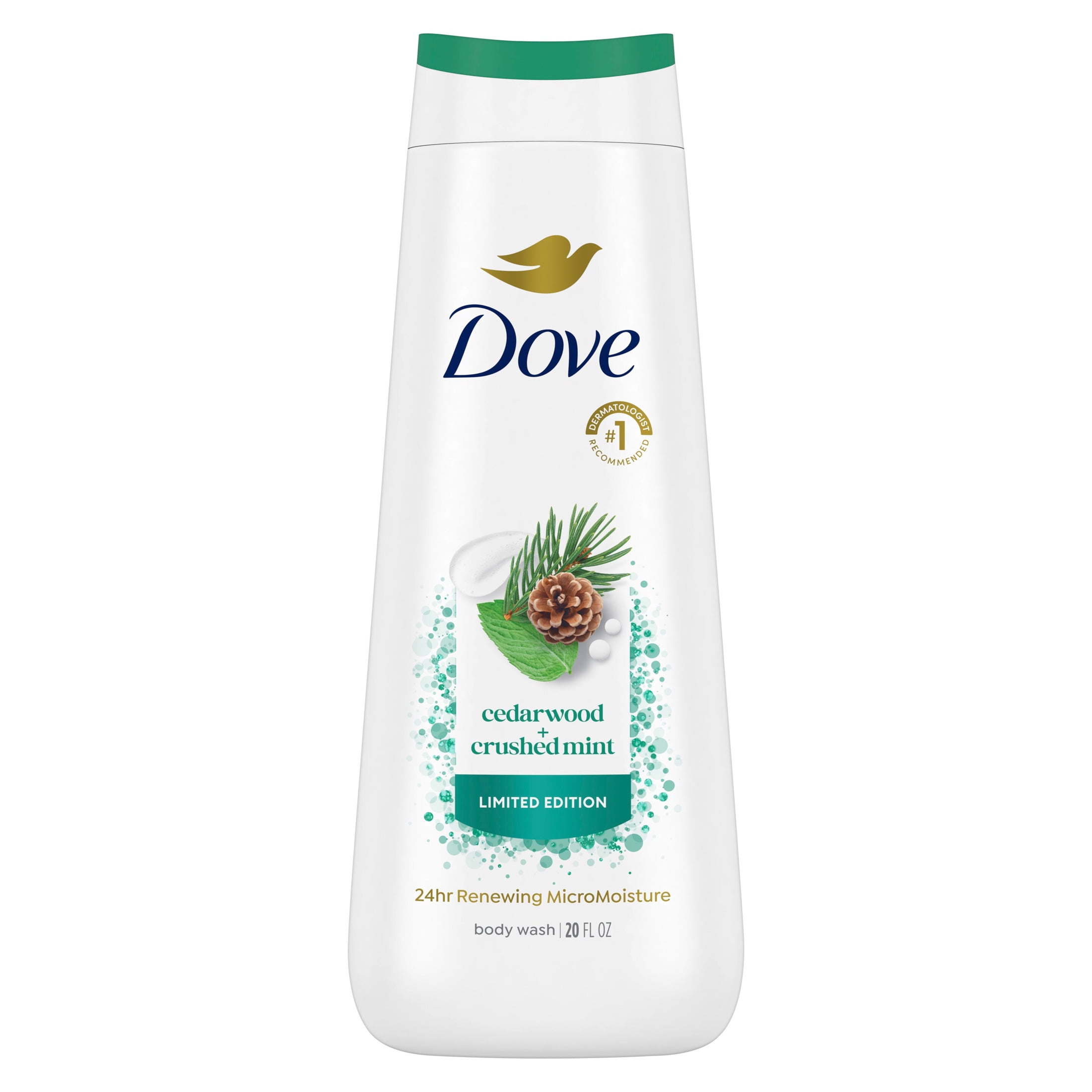 (4 pack) Dove Body Wash For Renewed, Healthy-Looking Skin Cedarwood & Crushed Mint Gentle Skin Cleanser With 24hr Renewing MicroMoisture ,20 fl oz