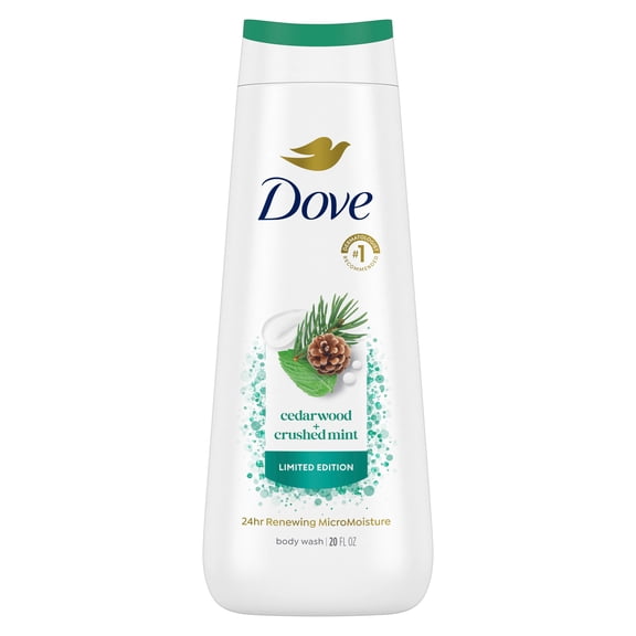 Dove Body Wash For Renewed, Healthy-Looking Skin Cedarwood & Crushed Mint Gentle Skin Cleanser With 24hr Renewing MicroMoisture ,20 fl oz