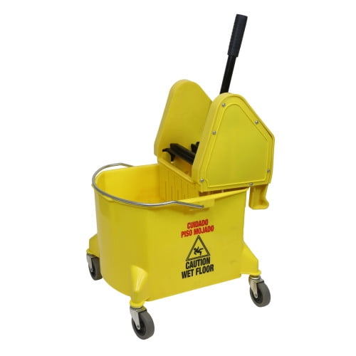 35 Qt. Wheeled Mop Bucket with Wringer and Removable Divider