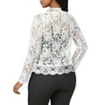 thumbnail image 2 of VSSSJ Women's Floral Lace Cardigan Long Sleeve Open Front Slim Fit Elegant Cardigan Tops Blouse White XXL, 2 of 7