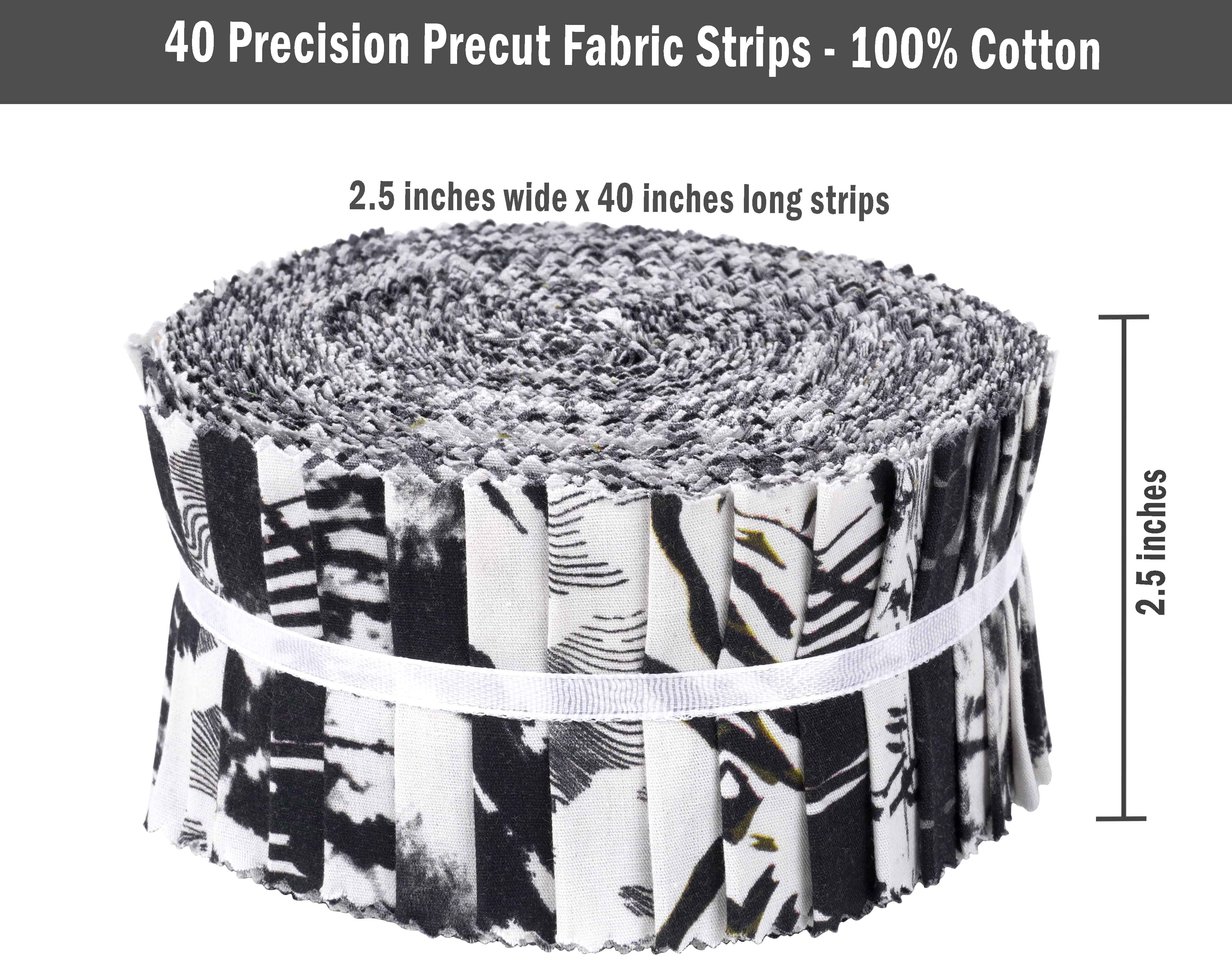 Soimoi 40Pcs Tie Dye Print Cotton Precut Fabrics For Quilting Craft Strips 2.5x42inches Jelly Roll - Black