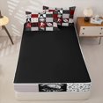 thumbnail image 4 of Erosebridal Sports Silhouette Pattern Zipper Twin Comforter Sets with Fitted Sheet and 2 Pillowcases,Chevron Texture Print Zipper Bedding Set,Burgundy Red Black White,Black Reversible, 4 of 6