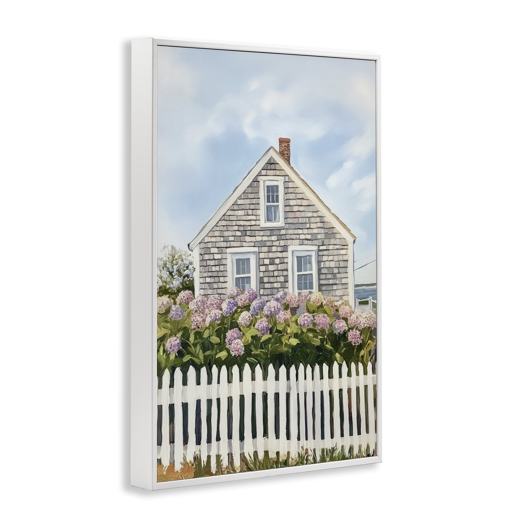 Stupell Industries Coastal Cottage Hydrangea Garden White Framed Giclee Art, design by Sisi and Seb