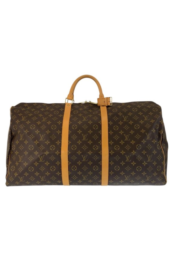 Pre-Owned LOUIS VUITTON Louis Vuitton Monogram Keepall 60 Brown Gold Hardware Leather M41422...