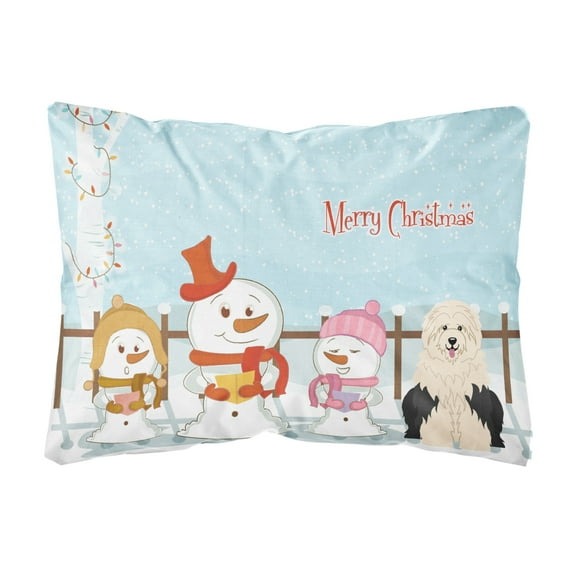 Carolines Treasures BB2427PW1216 Merry Christmas Carolers Old English Sheepdog Canvas Fabric Decorative Pillow, 12H