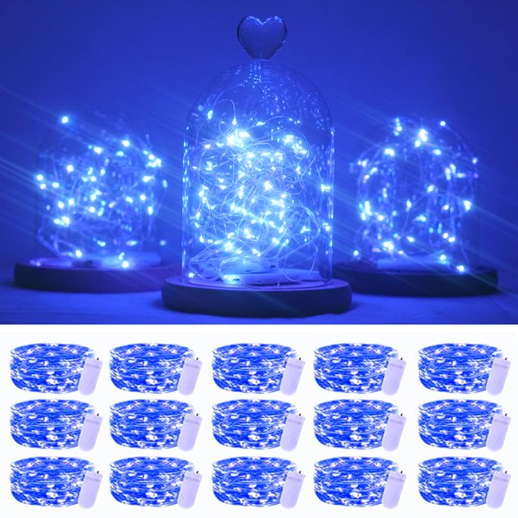 Guirnalda de luces SmilingTown, 20 LED, 2 m, 15 paquetes, azul