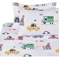 thumbnail image 2 of J-pinno Cars Bus Traffic Transport Boys Full 100% Cotton 4 Pcs Sheet Set Bedroom Decoration Gift Flat Sheet + Fitted Sheet + Pillowcase Bedding Set, 2 of 4