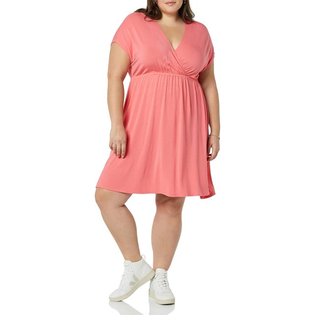 walmart Essentials Womens Women's Plus Size Surplice Dress_dnu