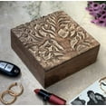 thumbnail image 2 of Great Birthday Gift Handmade Decorative Wooden Jewelry Box Tree Of Life Carving Jewelry Organizer Keepsake Box Treasure Chest Trinket Holder Watch Box Storage Lock Box 6 x 6 Inches Housewarming Gifts, 2 of 7
