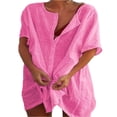 thumbnail image 1 of Robe Décontractée Ample Grande Taille pour Femmes Manches Courtes Boutons Robe Chemise de Plage, 1 of 2