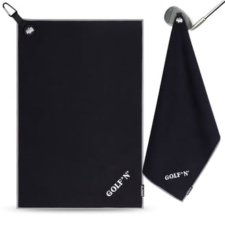 PGA TOUR Microfiber Golf Towel - Waffle Texture, Gray, Carabiner