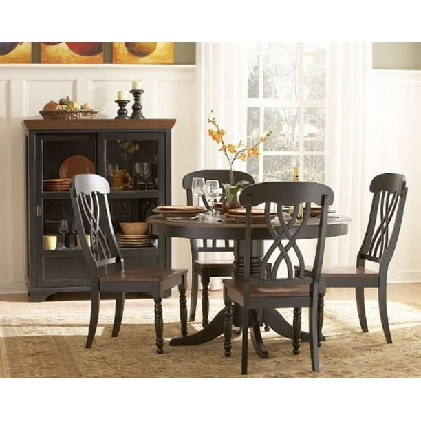 Homelegance Ohana 5 Piece Round Dining Table Set In Black Warm Cherry Com Homelegance Ohana 5 Piece Round Dining, Round Cherry Kitchen Table Sets