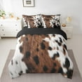 thumbnail image 2 of Manfei Cattle Hide Cowhide Twin Bedding Sets 7-Piece,Rustic Farmhouse Cabin Bedding Comforter Set,Brown White Black Sheet Sets For Children,Breathable Home Decor Reversible, 2 of 8