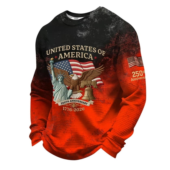 250 Anniversary USA Shirt Mens 1776-2026 250th Anniversary Sweatshirt American Flag Tie Dye Shirt Long Sleeve Crew Neck Pullover