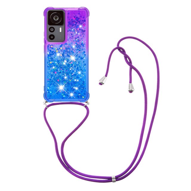 Funda para Xiaomi 12T/12T Pro 5G Brillantina Líquida Divertida Reluciente y con Cristales en Movimiento Cuerpo Cruzado con Cordón Ajustable