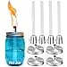thumbnail image 3 of Kits de Torches de Table pour Pot Mason, 4 Mèches en Fibre de Verre Longue Durée, Couvercles en Acier Inoxydable Inclus, Torche pour Lampe à Huile Extérieure, 3 of 4