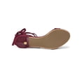 thumbnail image 5 of BLISSFUL STEP Women's Shoes Faux Suede Lace Up Open Toe Kitten Heel Cushioned Footbed Sandals  Burgundy 6, 5 of 8