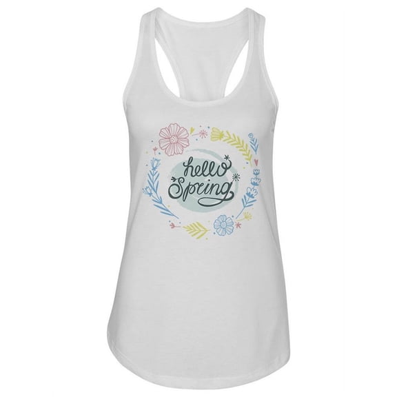 Hello Spring Doodles. Tank Women -Image by Shutterstock, Female Medium