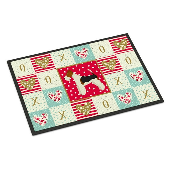 Carolines Treasures CK5928JMAT Fox Terrier Love Door Mat Indoor Rug or Outdoor Welcome Mat 24x36 Doormat 36"L x 24"W