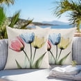 thumbnail image 4 of Colorful Tulips Outdoor Pillow Covers Pack of 2 Abstract Flowers Vintage Waterproof Throw Pillow Covers Decorative Cushion Cases for Patio Garden Tent Balcony Couch 20x20 inch, 4 of 8