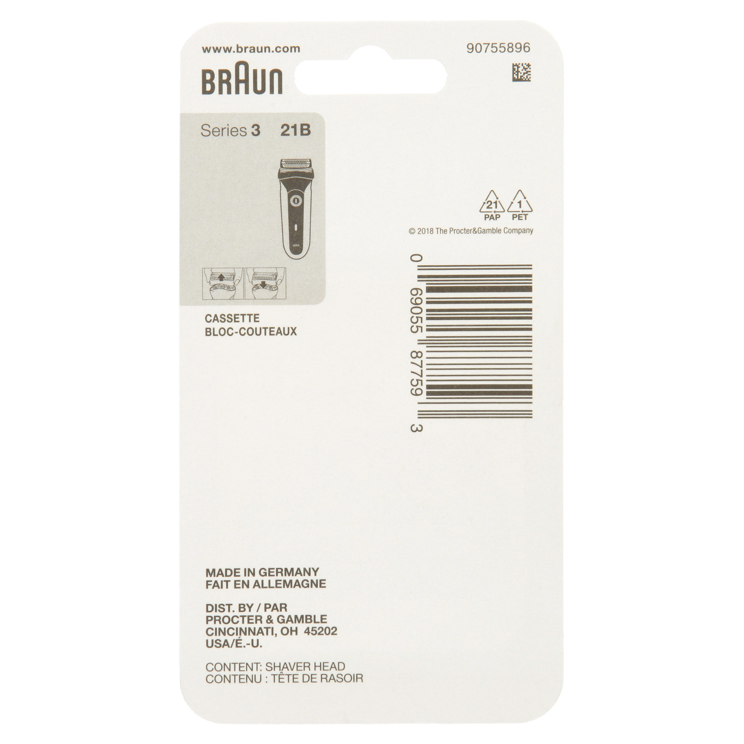 Braun Series 21B Foil and Cutter Replacement Head, Black