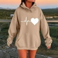 thumbnail image 2 of Women's Hoodie Sweatshirt Fall Fashion Casual Long Sleeve Loose Solid Color Hoodies Comfy Trendy Pullover Tops with Pockets Khaki#01 XXL, 2 of 5