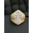 thumbnail image 2 of 8.98 Carats Baguette Round Pave Diamonds Men's Hip Hop Large Cross Ring In Stamped 14K Yellow Gold, 2 of 13