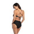 thumbnail image 4 of Franhais Parent Child Bikini Swimsuit Set Double Lotus Leaf Print Halter Neck Strap Irregular Style Leisure Mother and Daughter Swimsuit, 4 of 8