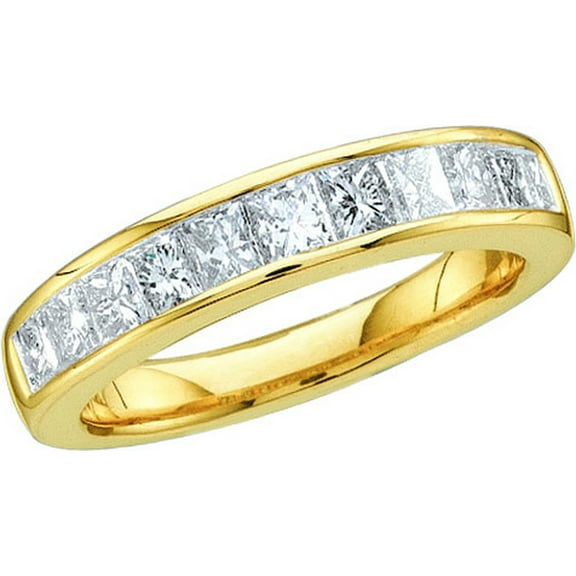 14kt Yellow Gold Womens Princess Diamond Band Wedding Anniversary Ring 1/4 Cttw