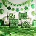 thumbnail image 3 of KOYPTL St.Patrick's Day Decorations Pillow Covers 18 x 18 Inch Set of 4 Green Shamrock Heart Lucky Charm Buffalo Plaid Pillow Cases for Home Sofa Couch Cushion Decor, 3 of 6