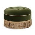 thumbnail image 4 of Jennifer Taylor Home Yolanda 24" Round Upholstered Accent Ottoman, Olive Green Performance Velvet, 4 of 8