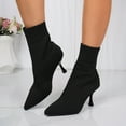 thumbnail image 4 of SACFOF Women's Fashion Ankle Boots Sexy Pointed Toe Kitten Heels Boots Elastic Knitted Fabric Short Long Sock Heels Comfy Mid Calf Booties, 4 of 6