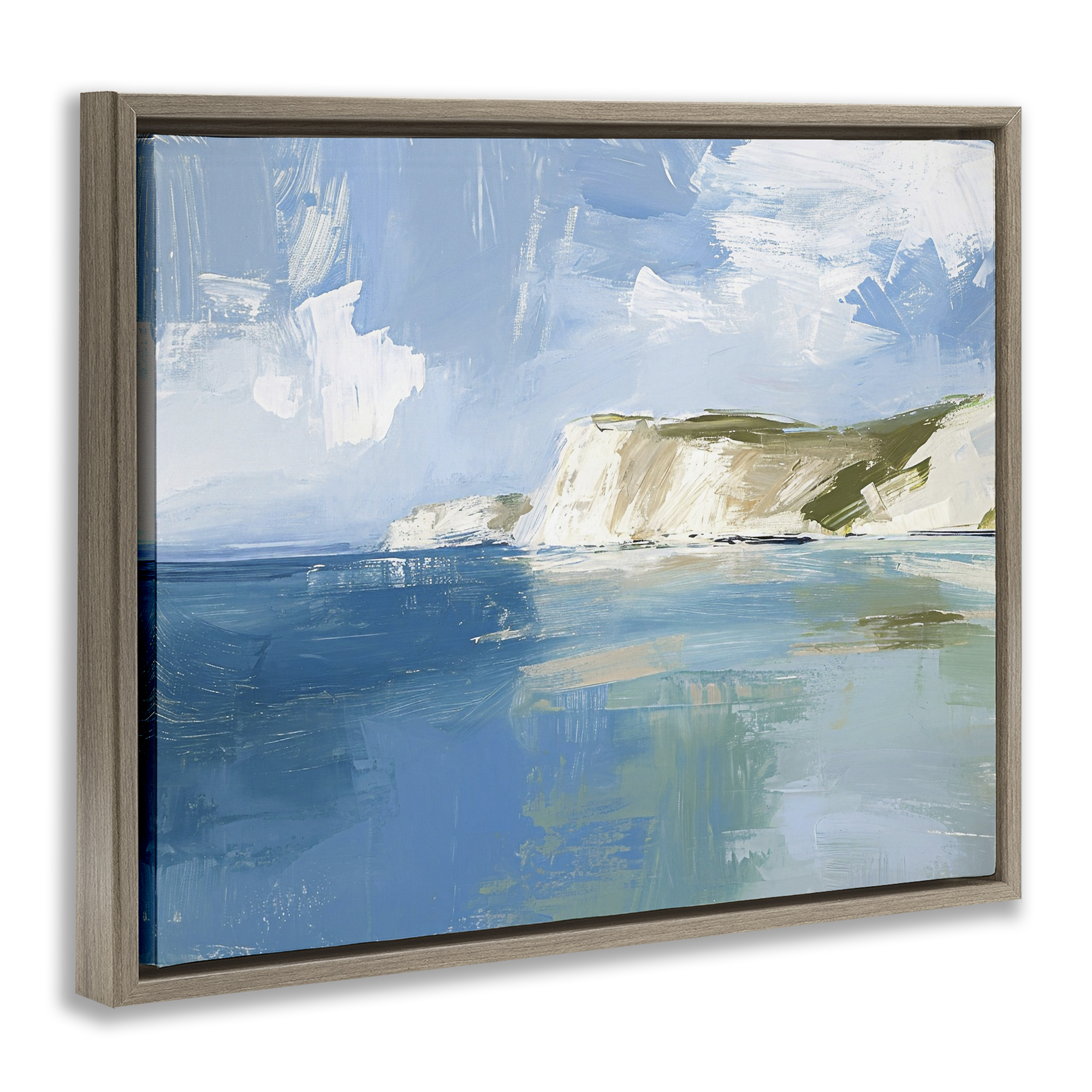 Stupell Industries Coastal Wilderness Shore Coastal Painting Brown Floater Framed Canvas Art Print Wall Art, 31 x 25