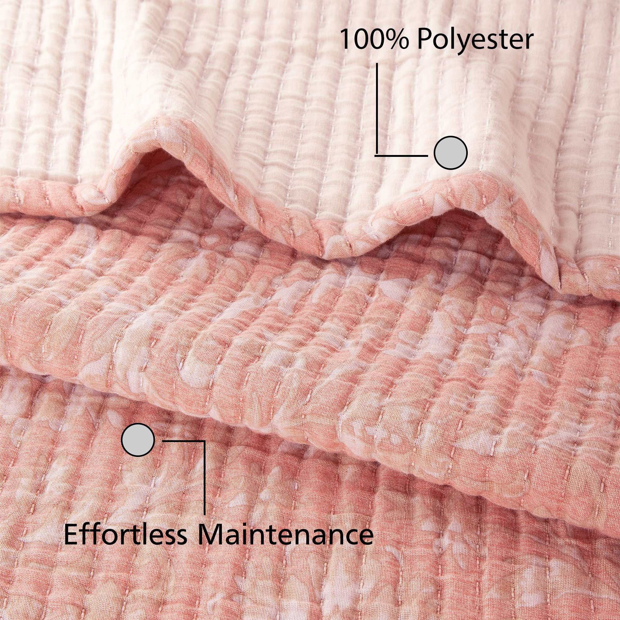 Mainstays 100% Cotton Matelasse Quilt Bedding Terracotta Floral Printed Denier Filled Jacquard Quilts, Full/Queen - Reversible, Breathable