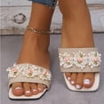 thumbnail image 5 of Women's Summer New Large Size Flower Slippers Women's Flat Casual One Beach Slippers Summer Sandals Beige 43, 5 of 8
