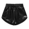 thumbnail image 2 of KVPLBQFD Faux Leather Metallic Shorts for Girls Shiny Dance Outfits Atletic Shorts Kids Trendy Cheerleader Gymnastics Shorts Summer Casual Clothes, 2 of 4