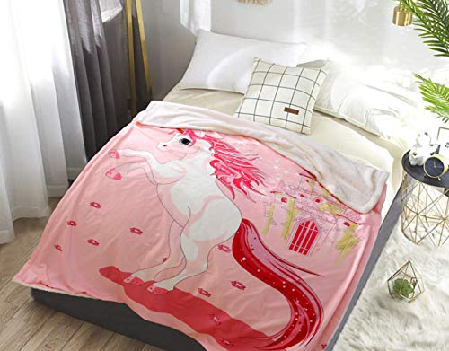 Twin Black Pink Brown Reversible Blanket for Kids Girls Women Soft Fuzzy and Plush Fleece Blanket Sleepwish Unicorn Throw Blanket 60x80 Cute Unicorn Flower Fluffy Sherpa Throw
