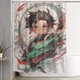 thumbnail image 1 of Cortina de ducha Kimetsu con diseño de dibujos animados, con 12 ganchos, impermeable, lavable, de poliéster, para decoración del baño, 60 x 72 pulgadas, de hierro, 1 of 8