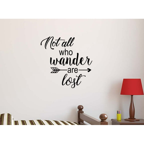 Not All who Wander are Lost 20 x 20 Vinyl Wall Quote Art Decal Sticker Nursery Baby Wanderlust Art Decor Motivational Inspirational Decorative Lettering Love Hearts