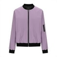 thumbnail image 5 of felwors Womens Casual Daily Jackets Lightweight Zip Up Casual Jacket Stand Short Sports Outwear Zipper Tops Light Purple, S, 5 of 6