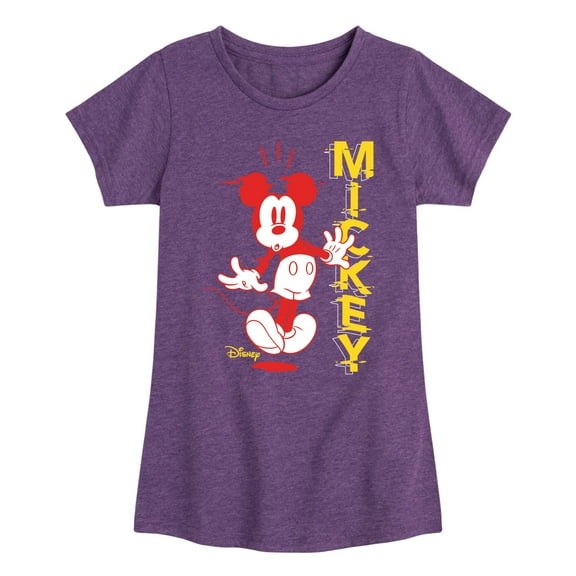 Disney - Mickey & Friends - Surprised Mickey - Glitch Name - Toddler And Youth Girls Short Sleeve Graphic T-Shirt
