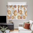 thumbnail image 4 of Geometric Flower Kitchen Curtains Window Panels, Vintage Country Floral Orange Grey on Linen Insulated Window Treatment Curtain, Grommet Curtains for Bedroom/Living Room/Bathroom, 2 Piece 42"Wx45"L, 4 of 8