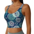 thumbnail image 2 of Fotbe Bohemian Mandala Pattern Womens' Sports Bra Longline Wirefree Padded with Medium Support Sports Moisture-Wicking Workou Vest,Tank Top-, 2 of 7