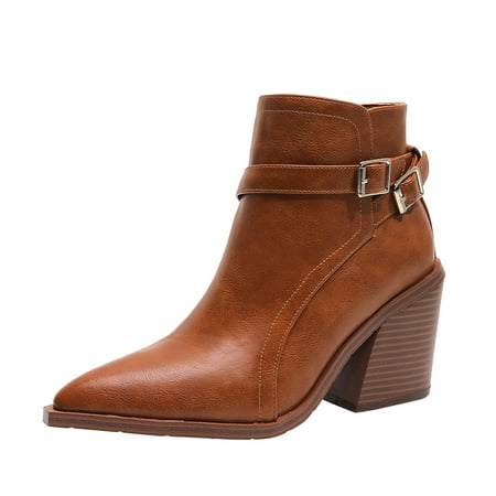 

Vintage Boots Short Boots Lace Up Thick High Heel Middle Boots Women s Short Boots