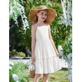 thumbnail image 2 of Oudiya Girls Spaghetti Strap Tie Back Dress Ruffle Hem Summer Beach Casual Sundress with Pockets, 6-14Y, 2 of 7
