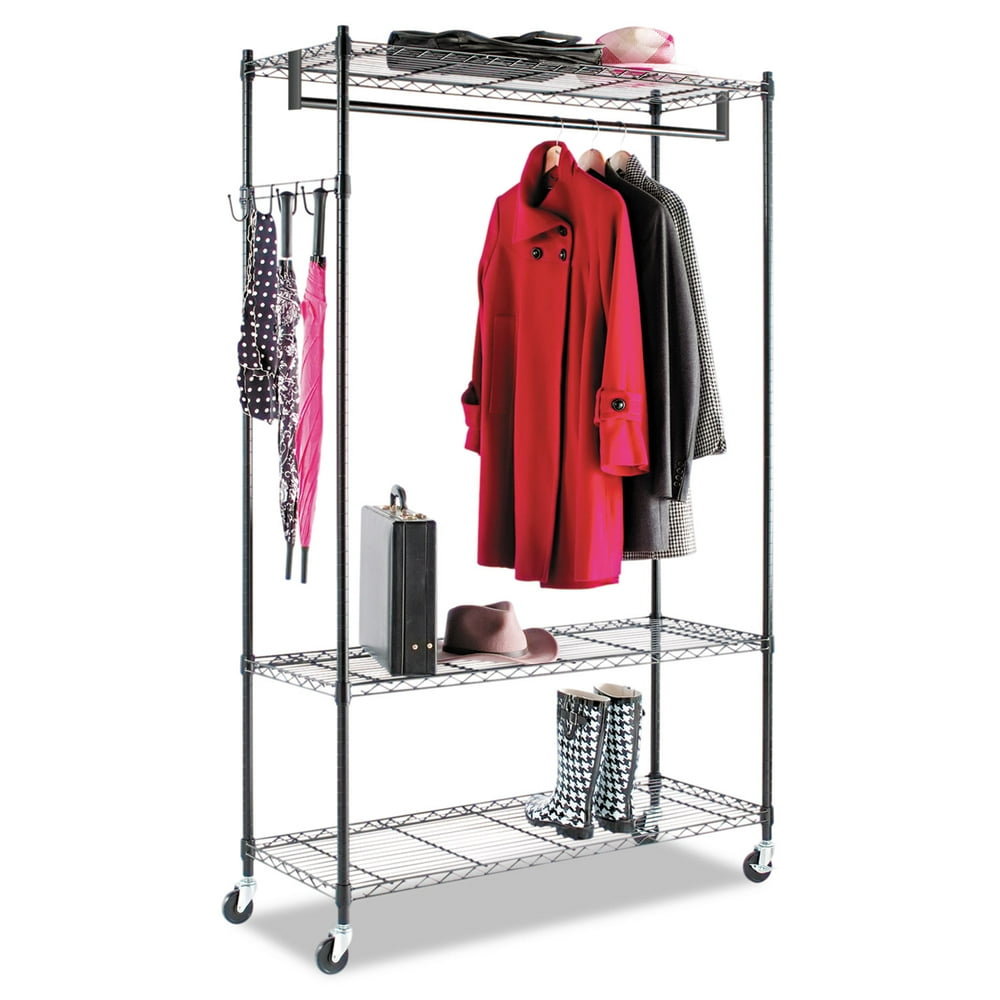 Alera Wire Shelving Garment Rack, Coat Rack, Stand Alone Rack, Black