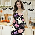 thumbnail image 4 of Spooky Print Kitchen Apron - Adjustable Halloween Cooking Apron Full Coverage Protective Smock Craft Painting Baking Bib(Black Pink), 4 of 6