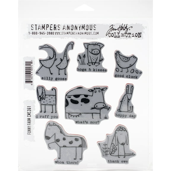 Tim Holtz Cling Stamps 7"X8.5"-Funny Farm