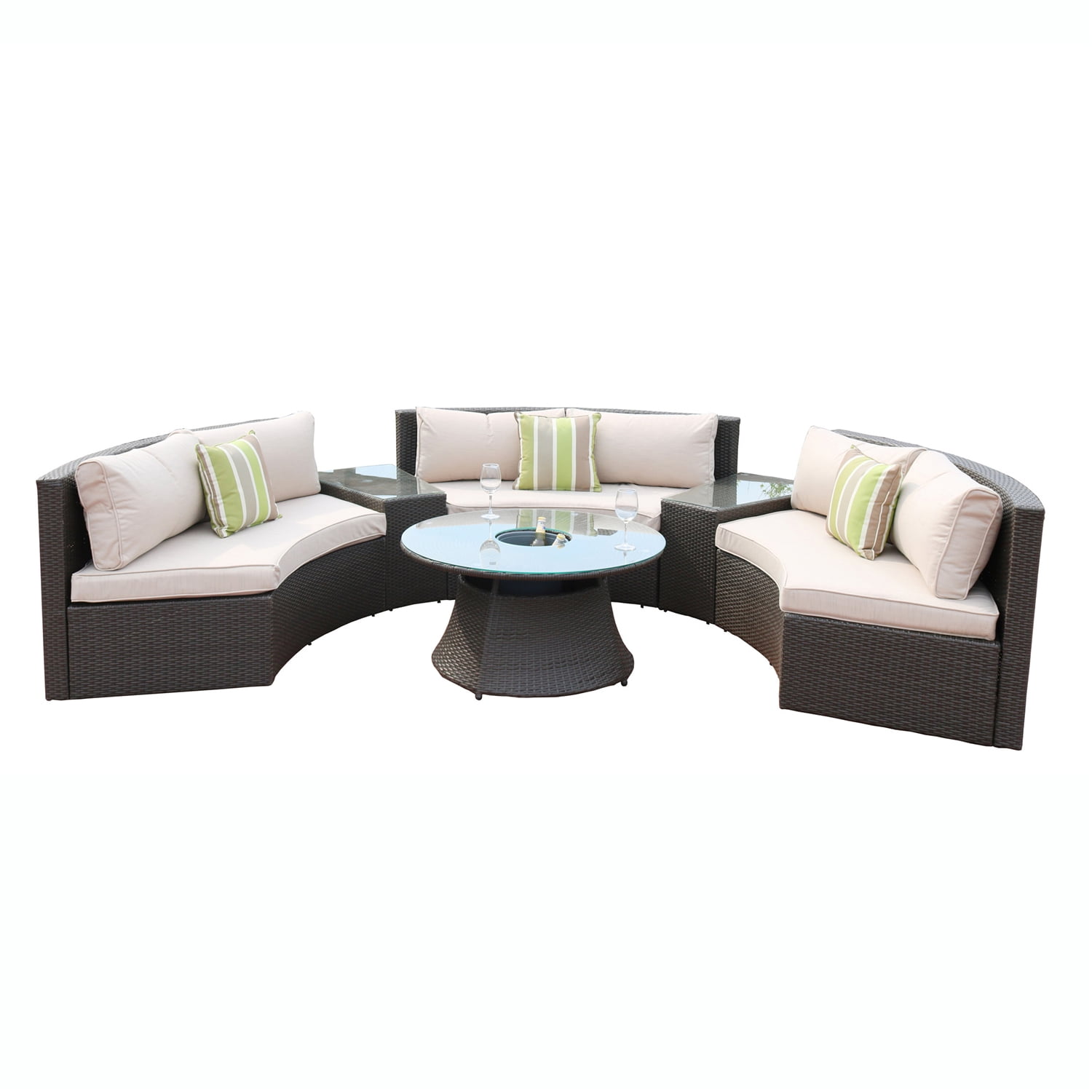 Moda Furnishings Patio Rattan Half Moon Sofa Sets - Walmart.com